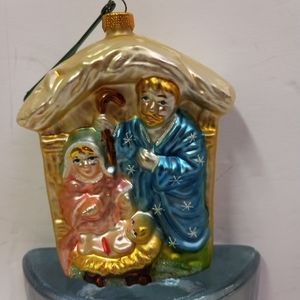 💕3/$30 UT Christmas Glass Ornament Navity Scenery Vintage Collectible 4"
